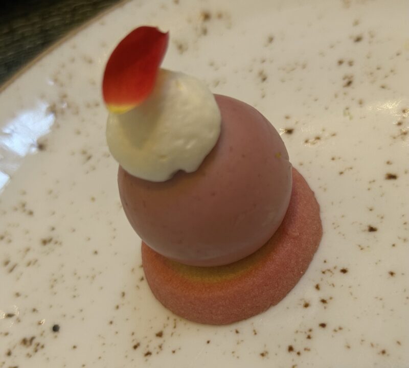 セイボリーが主役のアフタヌーンティー「フォレスト・ブースト」ラズベリーとバラのレアチーズケーキ1