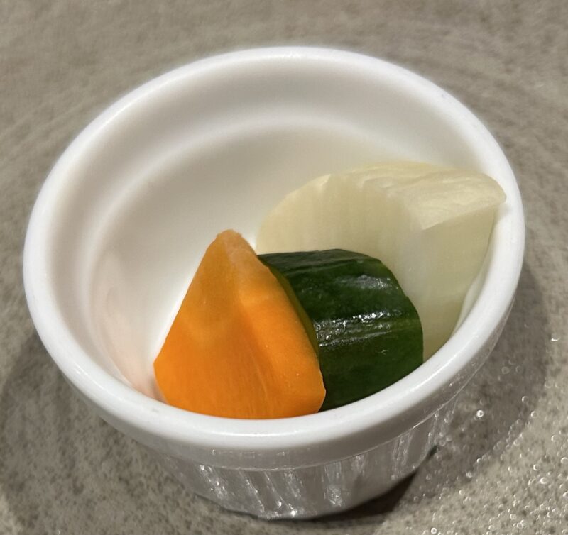 「現代里山料理 ZEN HOUSE」アフタヌーンティー スタンド メニュー 3段目 セイボリー 香の物　糠（ぬか）漬け