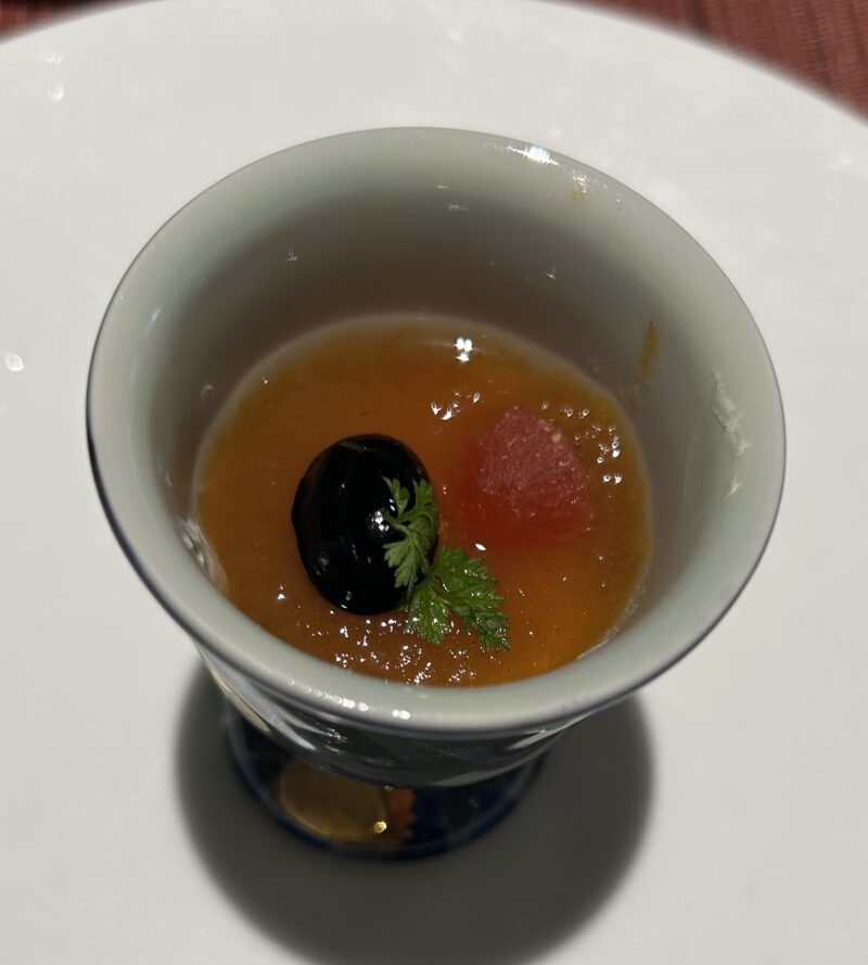 芝パークホテル「ザ ダイニング」アフタヌーンティー 柿とクリームチーズ二見寄せ